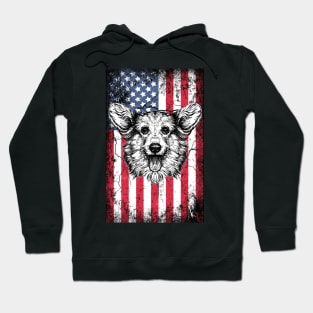 Patriotic Corgi American Flag Hoodie